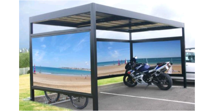 Abrimat, l'abri pour fumeur ou pour véhicule 2 roues vélo et moto allomat