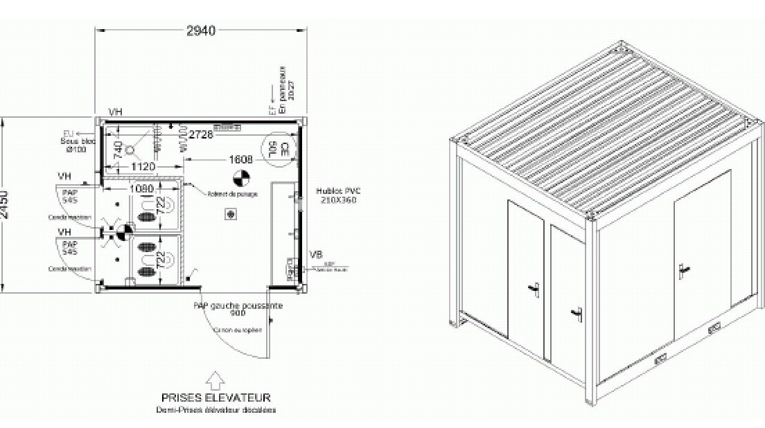 Cubo 22130 t module sanitaire allomat à la vente