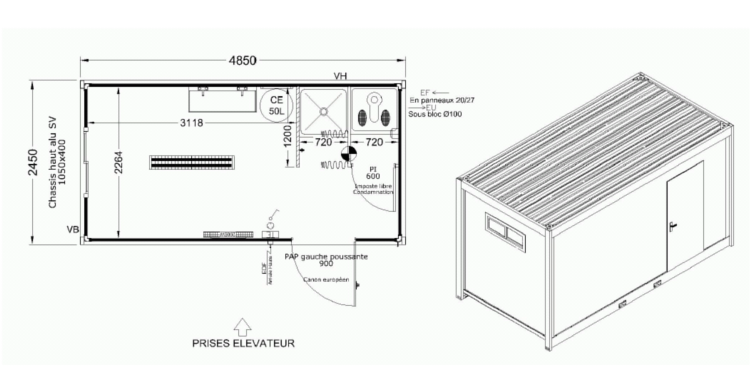 module cubo double sanitaire allomat