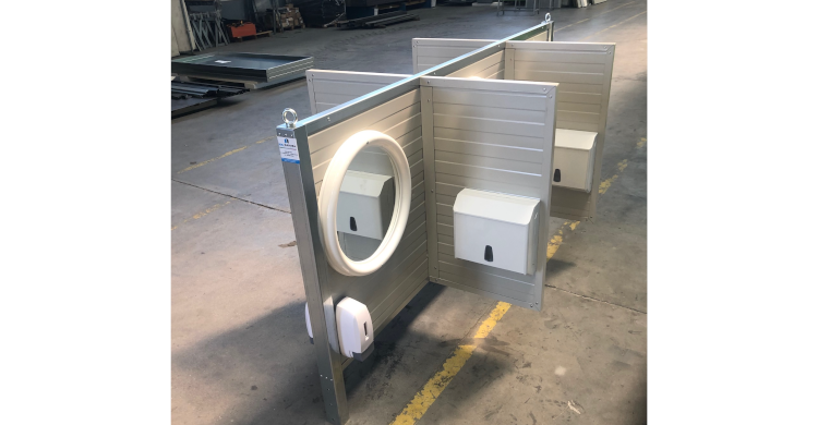 Lavabo lave mains allomat 6 point d'eau chantier et événementiel de trois quart