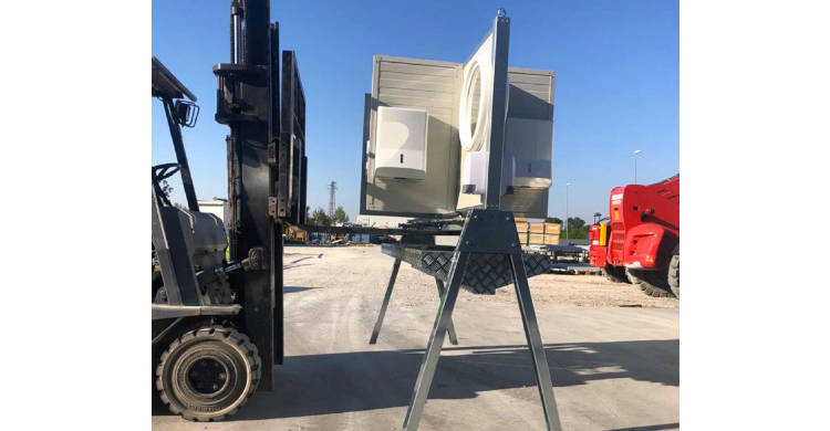 Lavabo lave mains allomat 6 point d'eau chantier et événementiel de trois quart