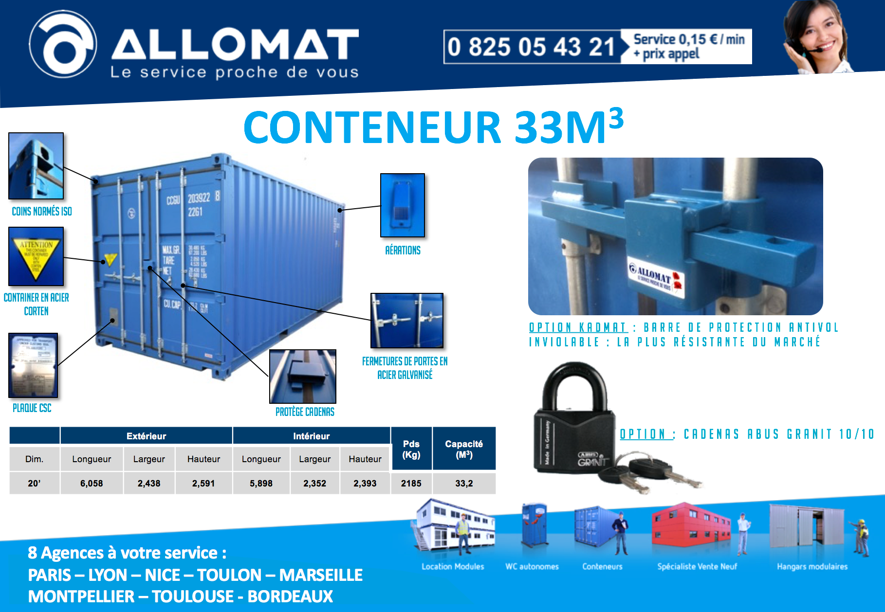 Plaquette descriptive conteneur de stockage 20 pieds ALLOMAT