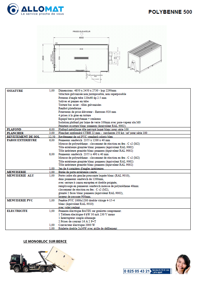 Module à la vente cubo 500 polybenne allomat