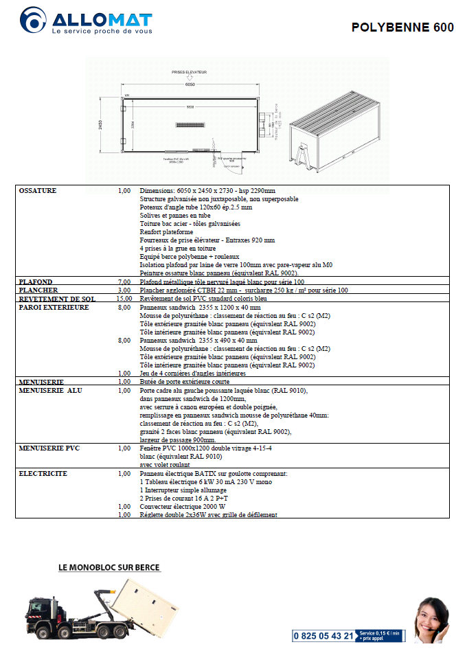 Module à la vente cubo 600 polybenne allomat