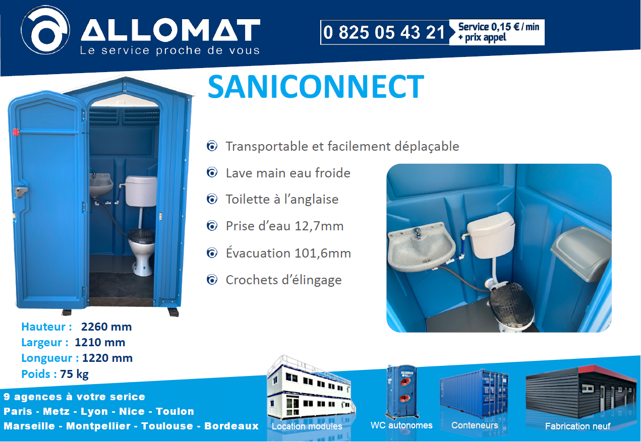 Toilette raccordable et déplaçable SANNICONNECT ALLOMAT