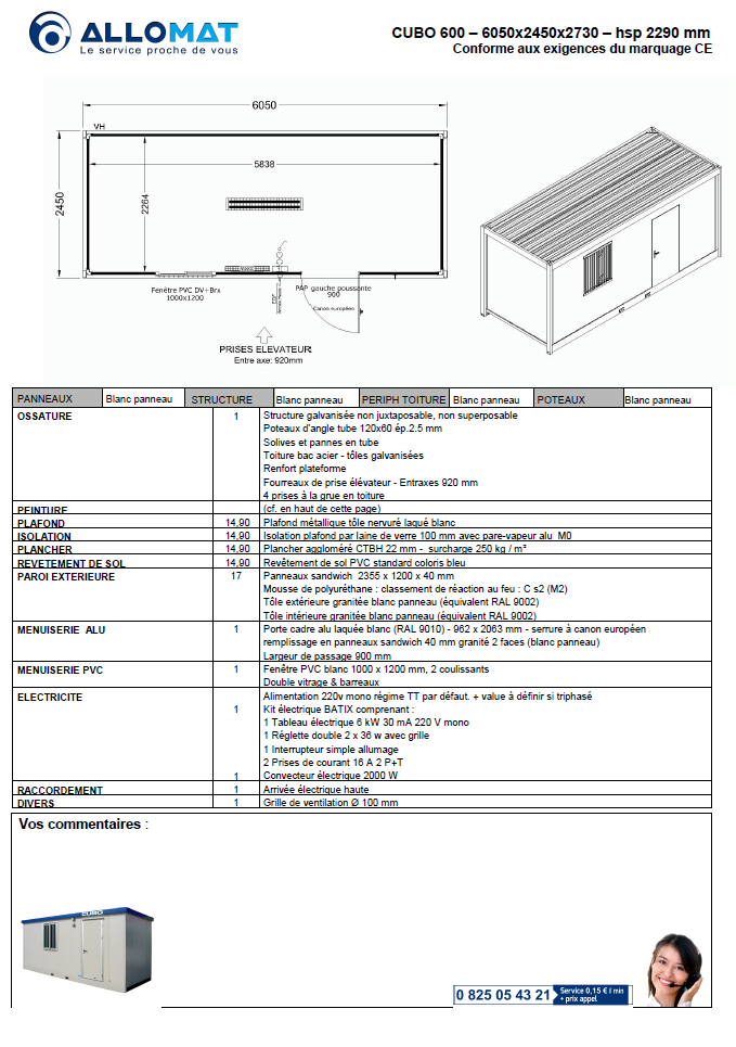 Module à la vente cubo 600 allomat