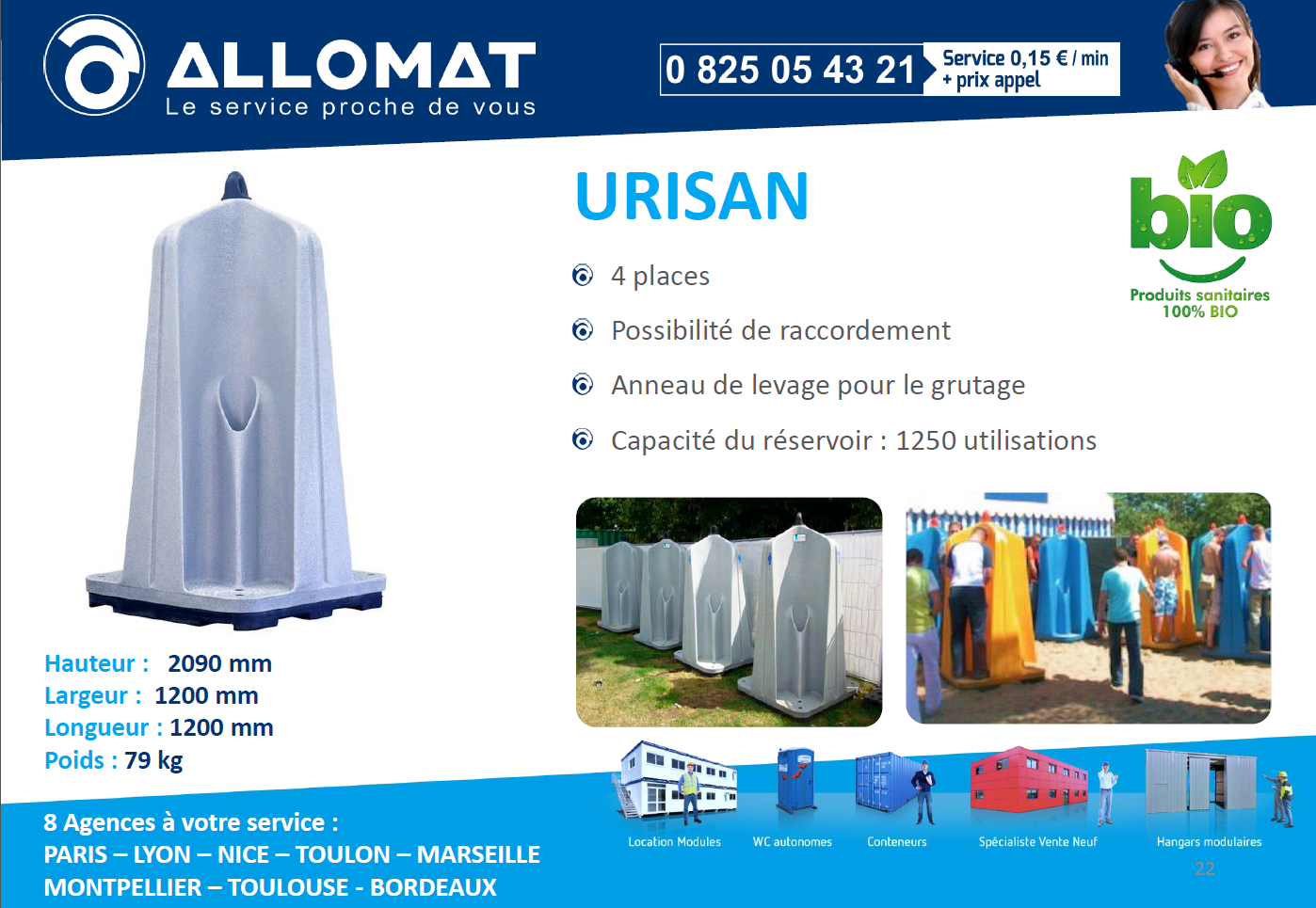 Descriptif technique Urinoir Allomat pour événements 