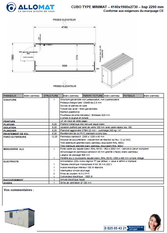 fiche descriptive mini module allomat à la vente