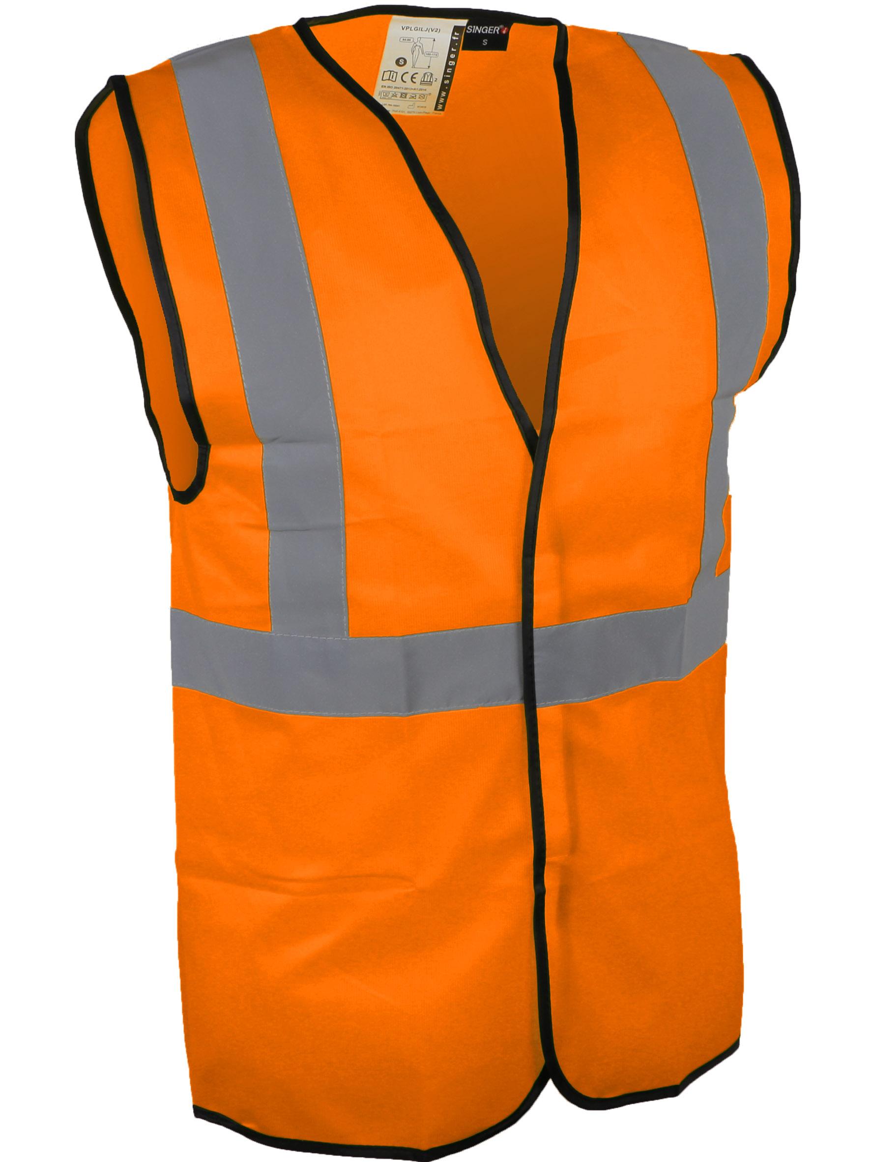 Gilet haute visibilité orange avec bandes réfléchissantes