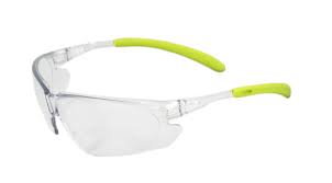 Lunettes de protection transparentes avec branches vert fluo pour travaux