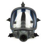 Masque respiratoire panoramique bleu avec visière intégrale et cartouches filtrantes