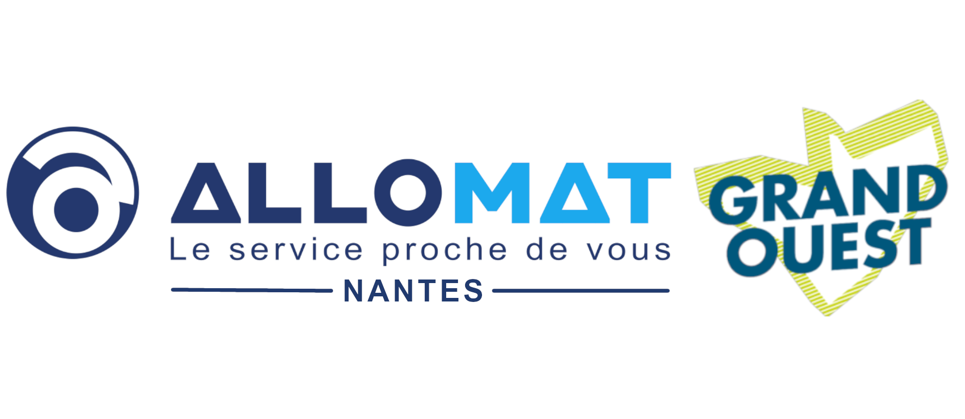 Logo Allomat, "Le service proche de vous – NANTES – Grand Ouest", fournisseur de cabanon de chantier.