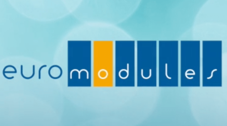 Logo Euromodules, spécialiste de la construction modulaire et des cabines de chantier.